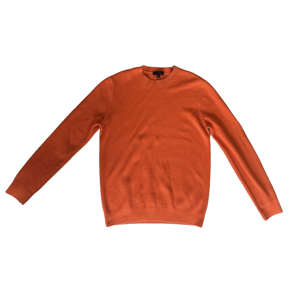 COS Orange 100% Cotton Chunky Knit Crewneck Sweater Size M